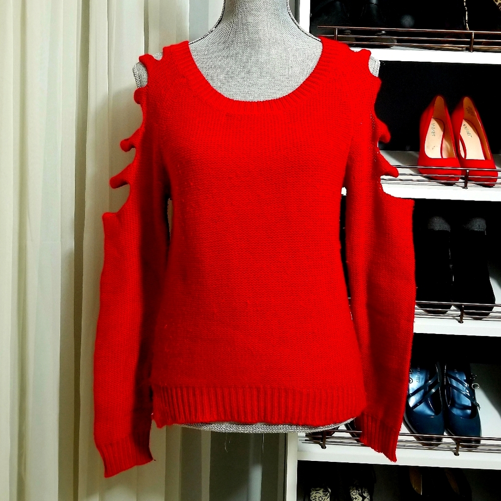 Cut-Out Shoulder Knit Sweater